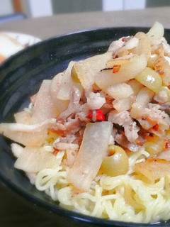豚骨ラーメンで作る大根のペペロンチーノ-レシピのメイン写真