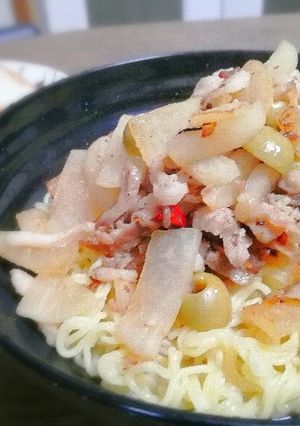 豚骨ラーメンで作る大根のペペロンチーノ-レシピのメイン写真