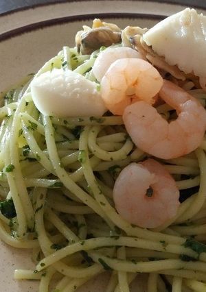 ジェノベーゼソースのシーフードパスタ-レシピのメイン写真