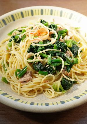 ちぢみほうれん草パスタ-レシピのメイン写真
