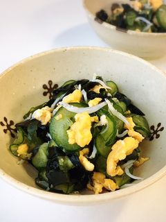 酢の物 (しらす.胡瓜.ワカメ.たまご)-レシピのメイン写真