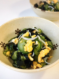 酢の物 (しらす.胡瓜.ワカメ.たまご)-レシピのメイン写真