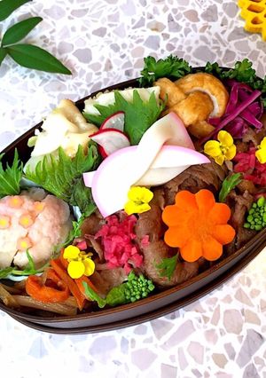 あり合わせ 牛丼 新春弁当-レシピのメイン写真