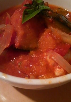 ★ハロウィン★　カボチャと鶏のトマト煮-レシピのメイン写真