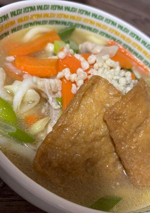鶏肉とネギと油揚げの煮込みうどん-レシピのメイン写真