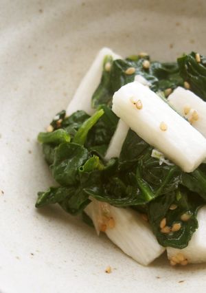 長芋とほうれん草ナムル♪ツルツル食感♪-レシピのメイン写真