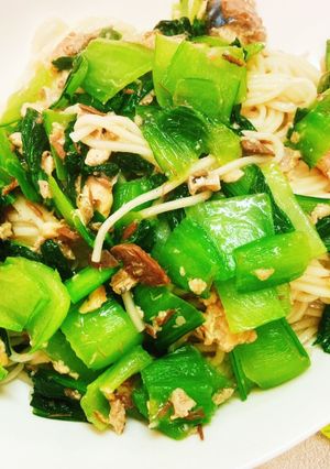 超簡単!チンゲンサイ・鯖缶・チャンプルー-レシピのメイン写真