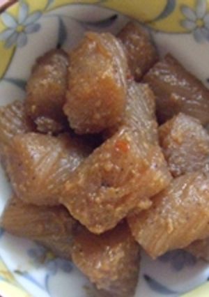 コンニャクの糠炊き-レシピのメイン写真