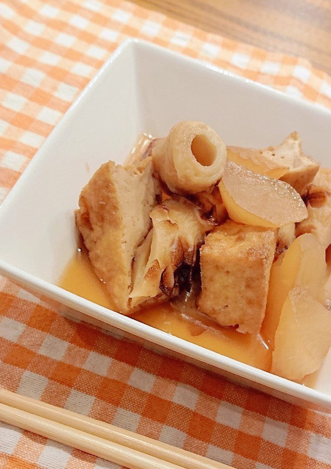 簡単!!大根と厚揚げ,焼き竹輪の煮物-レシピのメイン写真