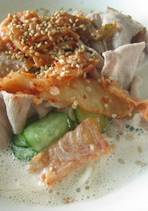 豚しゃぶキムチの豆乳そうめん-レシピのメイン写真