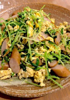 豆苗とたまごとウインナー♪-レシピのメイン写真
