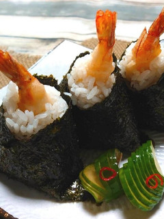 ◆お弁当に♪ちょこっと海老天むす-レシピのメイン写真