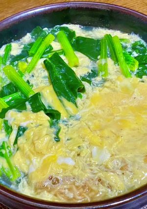 チキンラーメン・ほうれん草と卵とじ-レシピのメイン写真