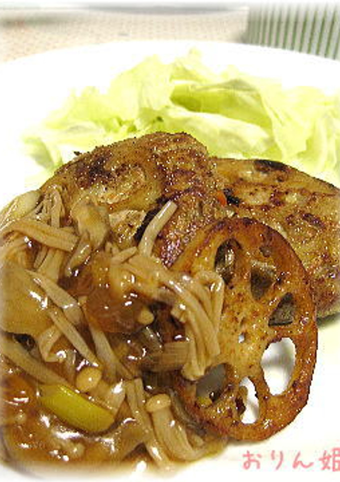 野菜たっぷりハンバーグ♡和風きのこソース-レシピのメイン写真