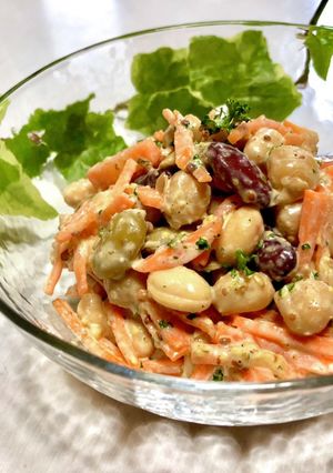 ほっくり♪大豆・人参の胡麻マヨサラダ-レシピのメイン写真