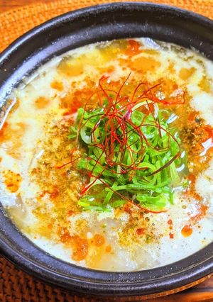 ほうれん草の肉味噌の坦々風雑炊-レシピのメイン写真