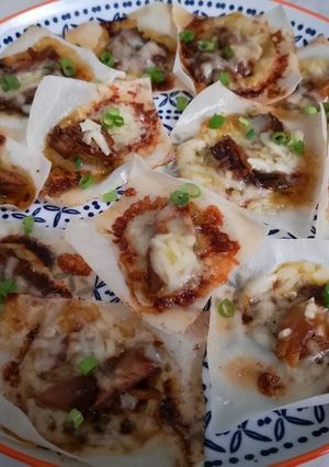 春巻の皮で鯖の照り焼きピザ風カナッペ-レシピのメイン写真