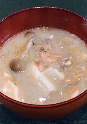 豆腐と鮭のコクうま豆乳クリーミースープ♪-レシピのメイン写真