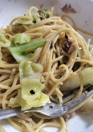 キャベツとサバ缶と橙の和風パスタ-レシピのメイン写真