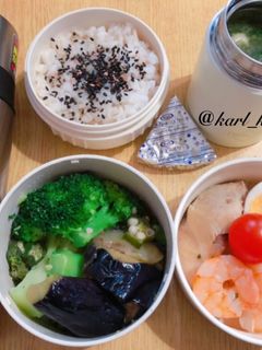 簡単茹で鶏茹で卵温野菜スープジャー弁当-レシピのメイン写真