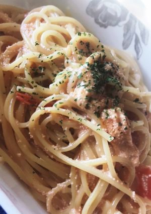生トマトでたらこクリームパスタ-レシピのメイン写真