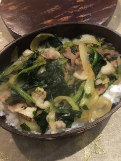 ほうれん草豚バラ丼-レシピのメイン写真