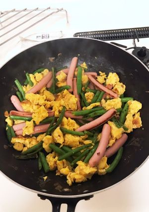 いんげんとソーセージのたまご炒め-レシピのメイン写真