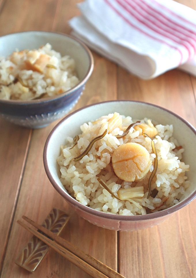 ほたてと昆布の炊き込みごはん-レシピのメイン写真