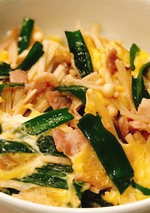 時短！豚にらえのき丼-レシピのメイン写真