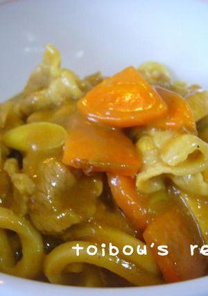カレーうどん。汁少なっヽ(ﾟﾛﾟ; )！-レシピのメイン写真
