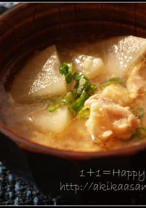 んまぁ〜♪鶏肉と大根のお味噌汁-レシピのメイン写真