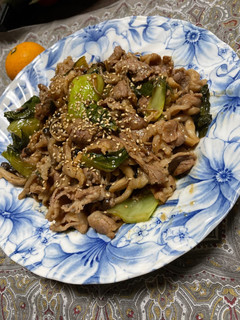 牛バラ肉とチンゲン菜のキムチ味炒め-レシピのメイン写真