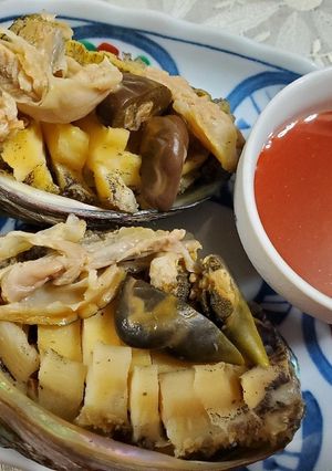 あわびの酒蒸し(韓国風たれで)-レシピのメイン写真