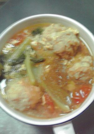 青梗菜と鶏肉だんごの春雨スープ☆-レシピのメイン写真