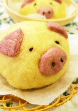 ホットケーキミックスで♡こぶたの肉まん-レシピのメイン写真