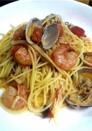 あさりとエビのアクアパッツァ風パスタ‏-レシピのメイン写真