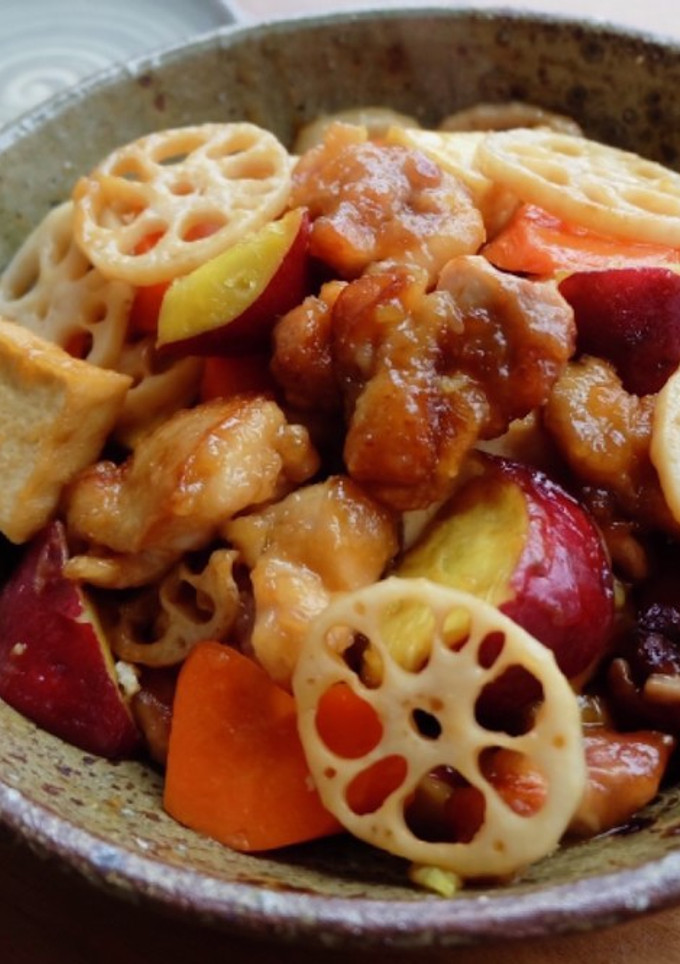 超簡単♪鶏肉と厚揚げと冬野菜の黒酢あん-レシピのメイン写真