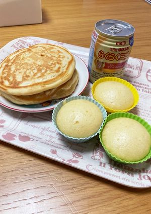 材料2つ★ミルクで蒸しパンとホットケーキ-レシピのメイン写真