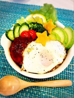ハワイ気分♪20分で簡単ロコモコ丼♡-レシピのメイン写真