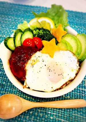 ハワイ気分♪20分で簡単ロコモコ丼♡-レシピのメイン写真
