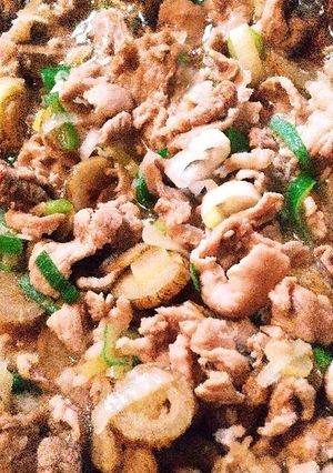 豚こま煮１(ごぼうと白ネギ入り)-レシピのメイン写真