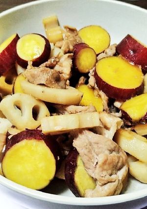 豚肉、さつまいも、レンコンの炒め物-レシピのメイン写真