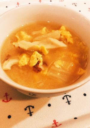 白菜とちくわのかき玉味噌汁-レシピのメイン写真