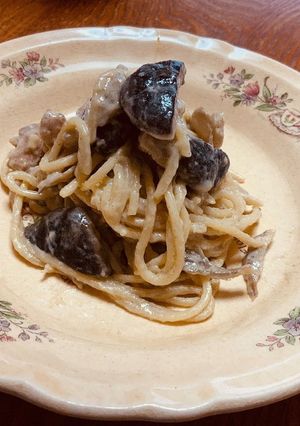 ダイエット用きの子と鶏肉のクリームパスタ-レシピのメイン写真