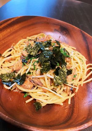 さば味噌と水菜のパスタ-レシピのメイン写真