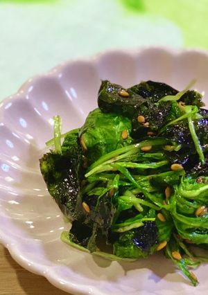 レンジで簡単！水菜と韓国のりのナムル-レシピのメイン写真