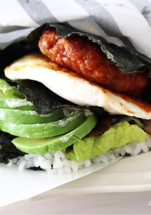 食べたらロコモコ！畳むだけ♡おにぎらず-レシピのメイン写真