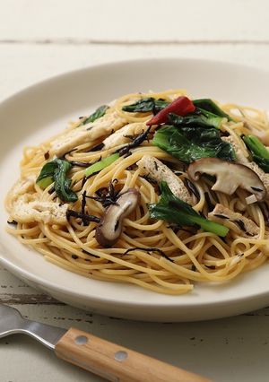 ひじきと青菜のペペロンチーノ-レシピのメイン写真