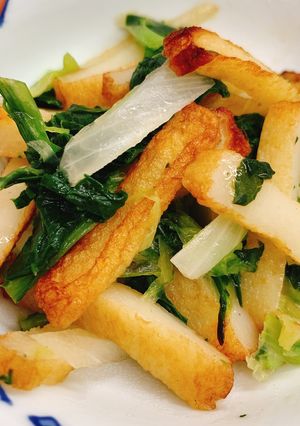 【病院】はんぺんと青菜炒め【朝食】-レシピのメイン写真