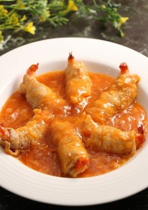 簡単!肉巻エビチリ 小麦粉不要-レシピのメイン写真